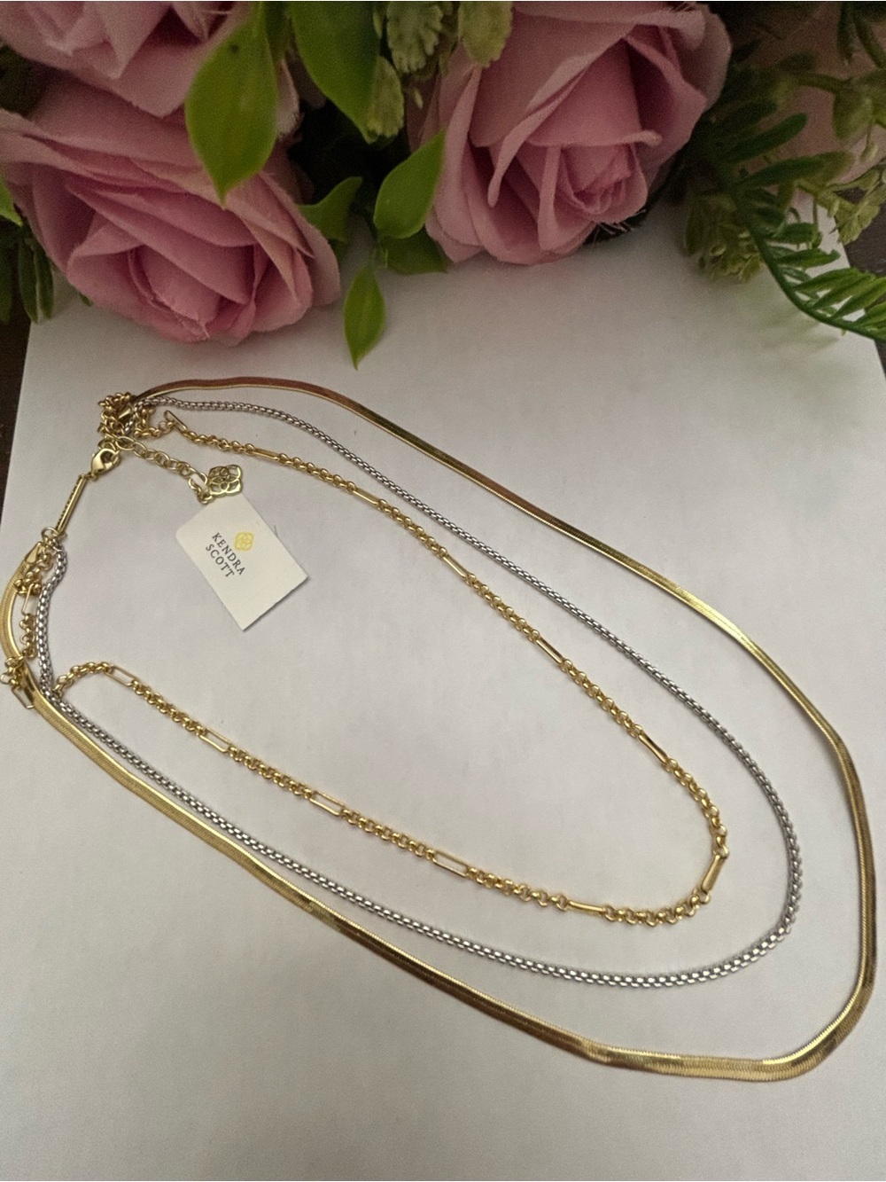 NWT Kendra Scott Taytum multi Chain Necklace in Gold and Silver